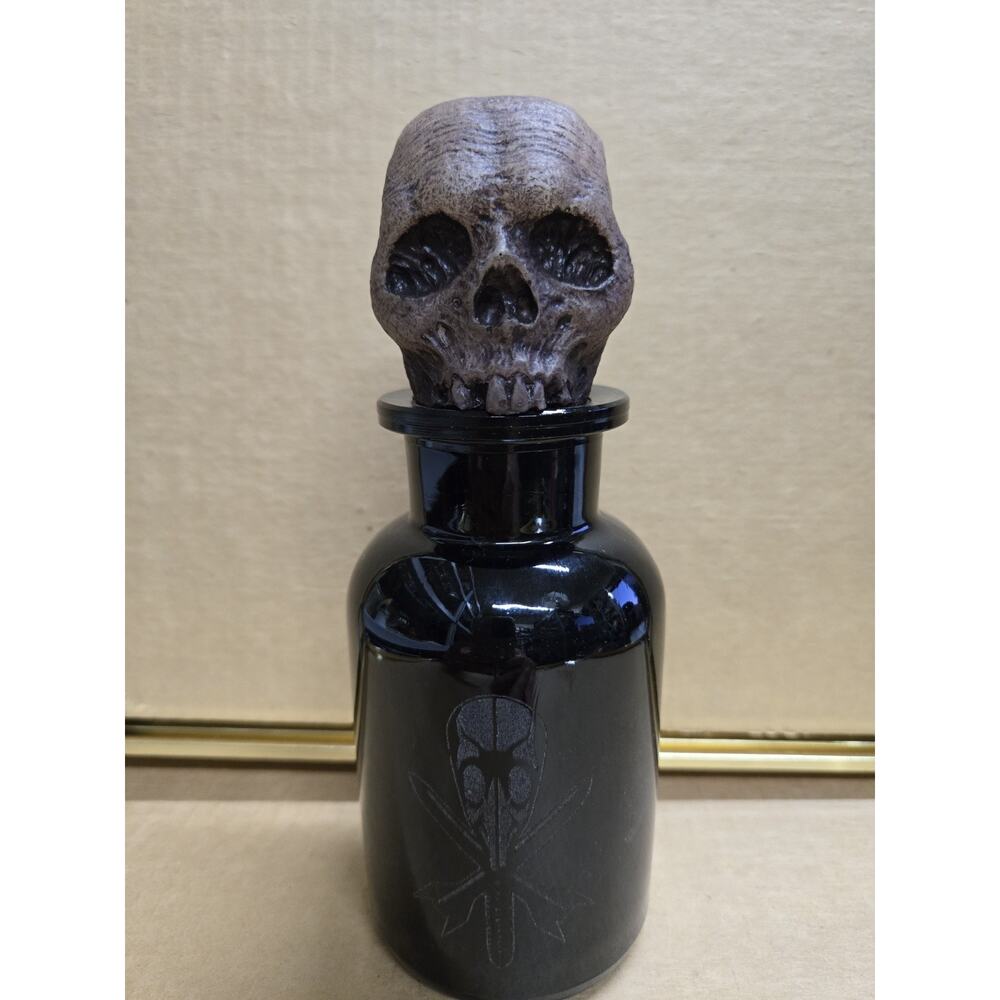 Goth Skull Artist Signed Poison Decanter Bottle Apothecary Black Death